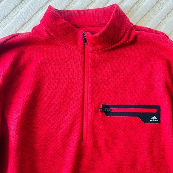 Adidas Red Zip Up Sweater with High Collar - Picture 3 of 5